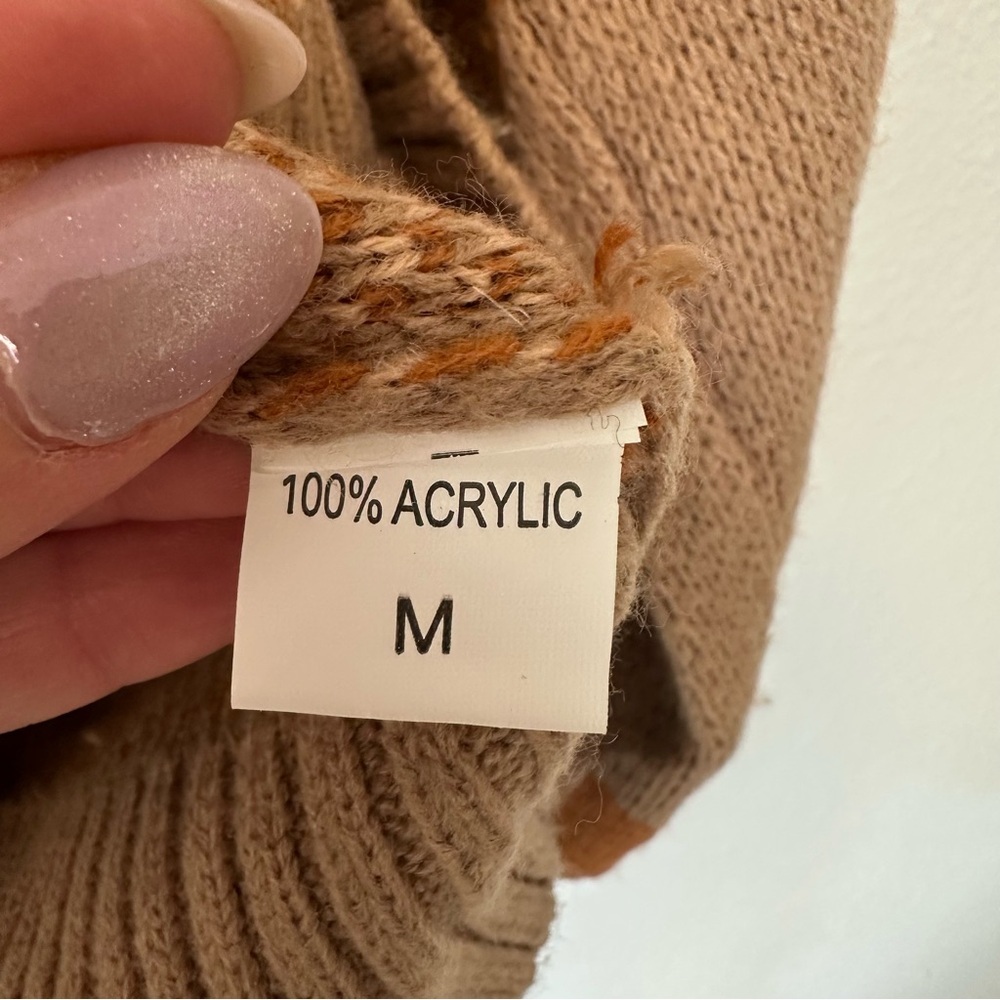 The Unbranded Brand Stylish Cowl Neck Sweater in Tan and Orange M - Picture 8 of 11